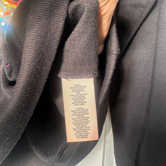 Philosophy Very Merry Sequin Black Sweatshirt Pullover Top Women's Medium - Picture 7 of 8